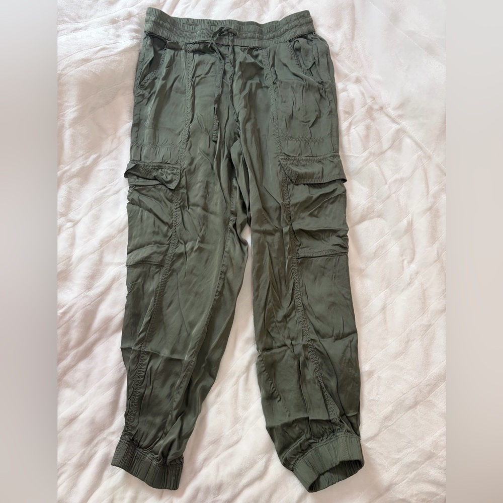 Aerie Satin Olive Green Cargo Pants